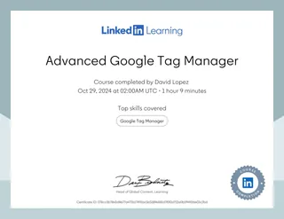 Advanced Google Tag Manager certificate, LinkedIn Learning