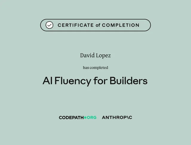 AI Fluency for Builders certificate, Anthropic Academy