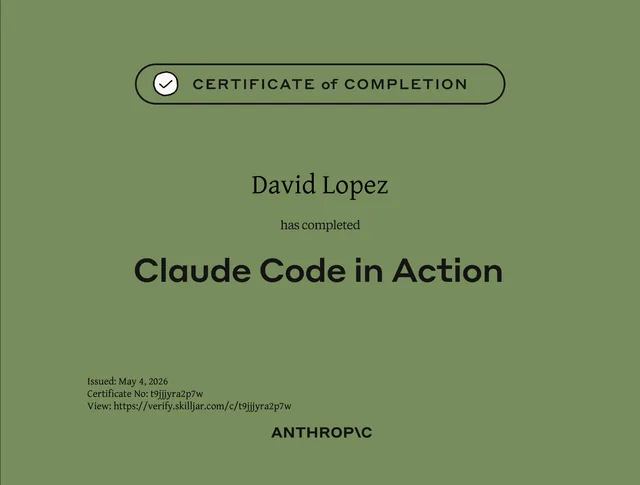 Claude Code in Action certificate, Anthropic Academy