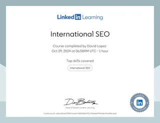 International SEO certificate, LinkedIn Learning