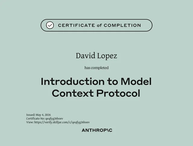 Introduction to Model Context Protocol certificate, Anthropic Academy