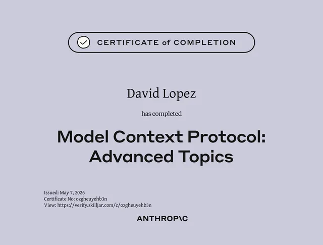 Model Context Protocol Advanced Topics certificate, Anthropic Academy