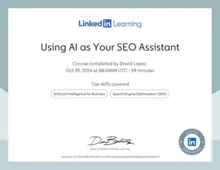 Using AI as Your SEO Assistant certificate, LinkedIn Learning